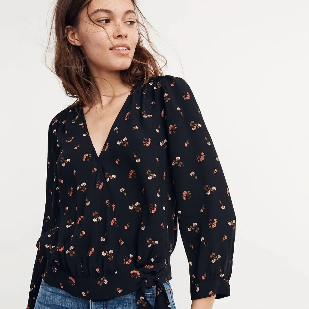 Madewell Wrap Top in Flower Toss - Picture 1 of 6